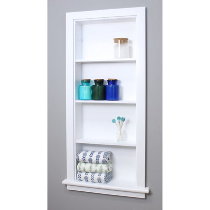 Fox Hollow Furnishings Aiden 14" x 36" White Recessed Wall Niche With Plain Back and Three Shelves