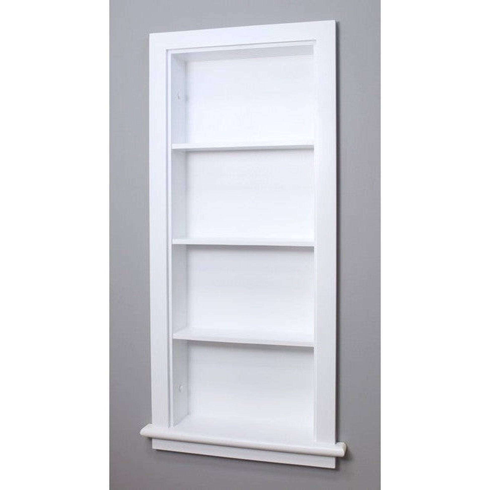 Fox Hollow Furnishings Aiden 14" x 36" White Recessed Wall Niche With Plain Back and Three Shelves