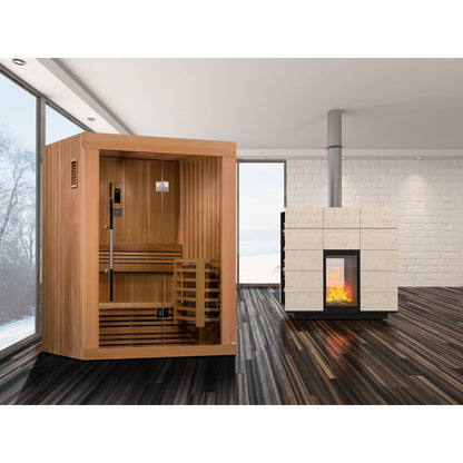 Golden Designs 2025 Updated Sundsvall Edition 2-Person Traditional Steam Sauna in Canadian Red Cedar