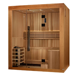Golden Designs 79" W x 59" D x 83" T 2025 Updated Copenhagen Edition 3 Person Traditional Sauna - Canadian Red Cedar Interior and Pacific Premium Clear Cedar Exterior