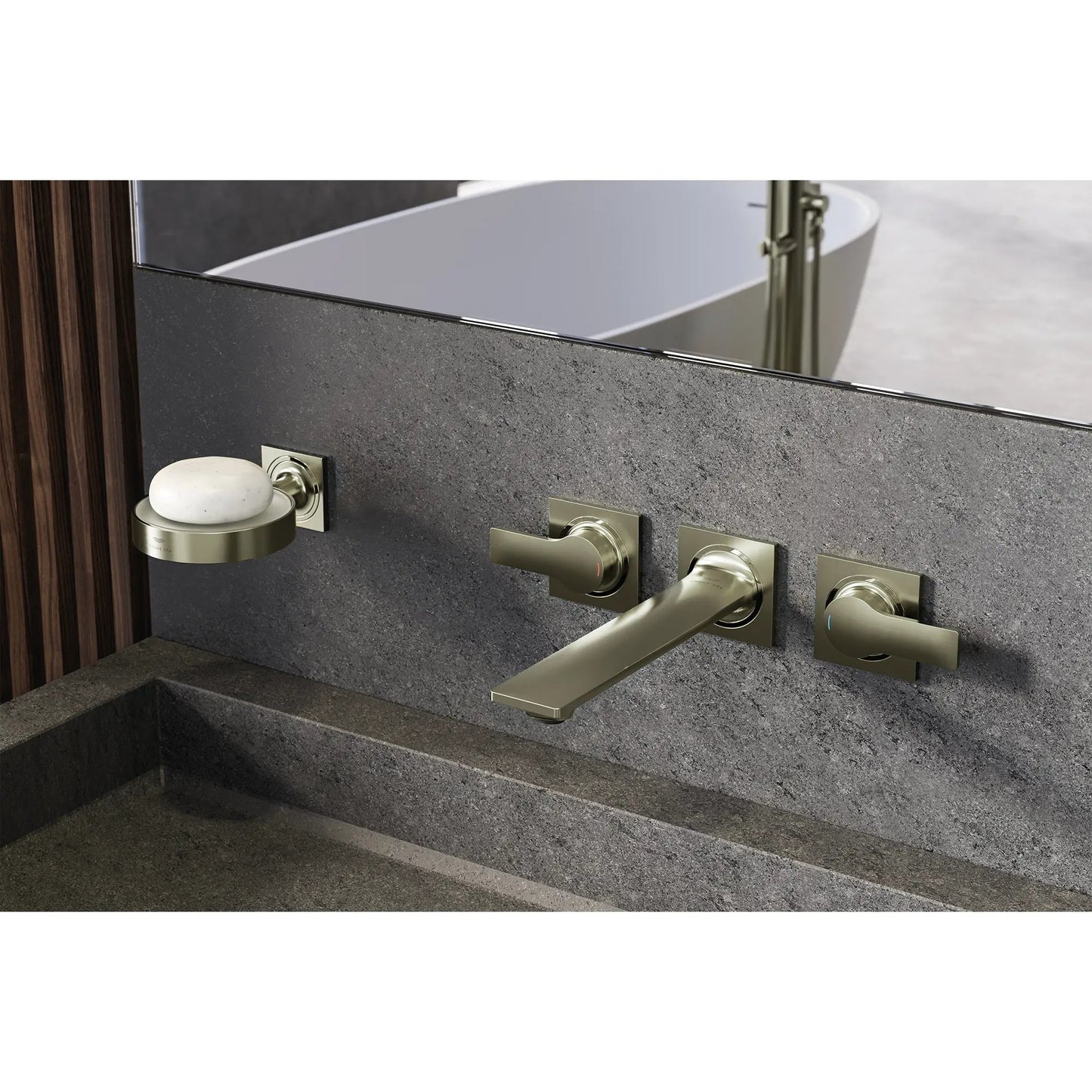 Grohe Allure 1.2 GPM Two-Handle Wall Mount StarLight Brushed Nickel Infinity Faucet