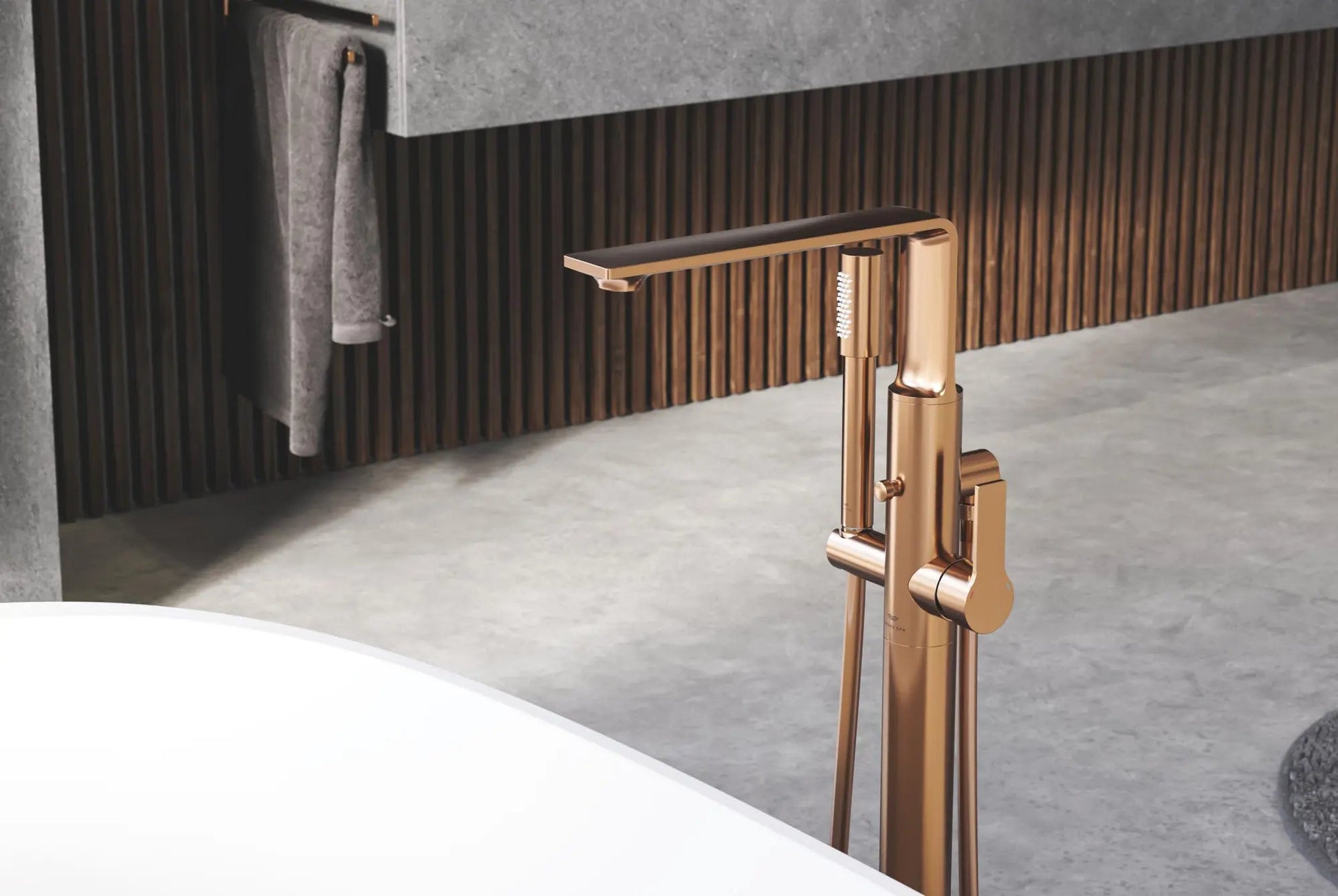 Grohe Allure 1.75 GPM Single-Handle Freestanding Brushed Warm Sunset Tub Faucet With Hand Shower