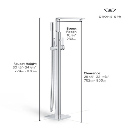 Grohe Allure 1.75 GPM Single-Handle Freestanding StarLight Chrome Tub Faucet With Hand Shower