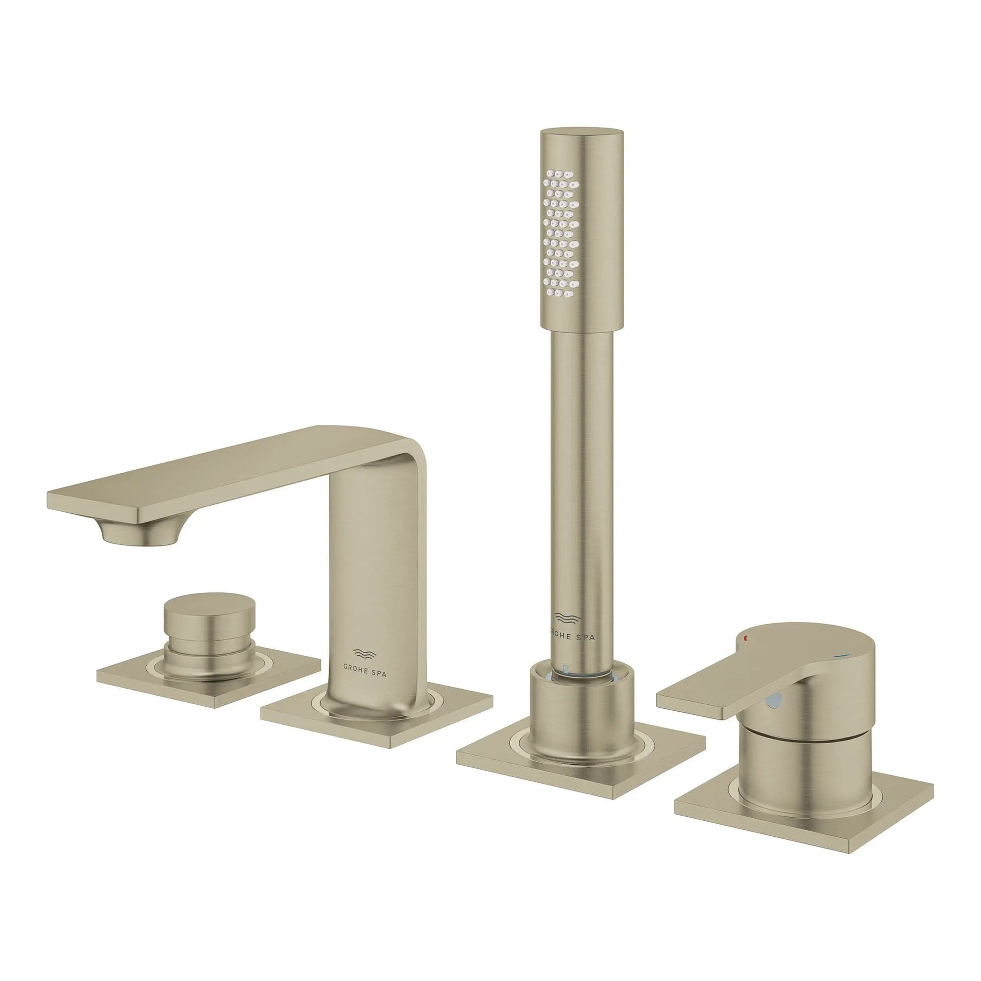 Grohe Allure 4-Hole Single-Handle Brushed Nickel Infinity Deck Mount Roman Tub Faucet With 1.75 GPM Hand Shower