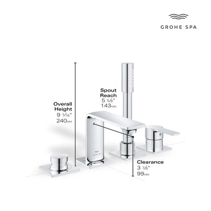 Grohe Allure 4-Hole Single-Handle StarLight Chrome Deck Mount Roman Tub Faucet With 1.75 GPM Hand Shower