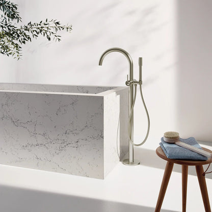 Grohe Atrio 1.75 GPM Single-Handle Freestanding Brushed Nickel Infinity Tub Faucet With Hand Shower
