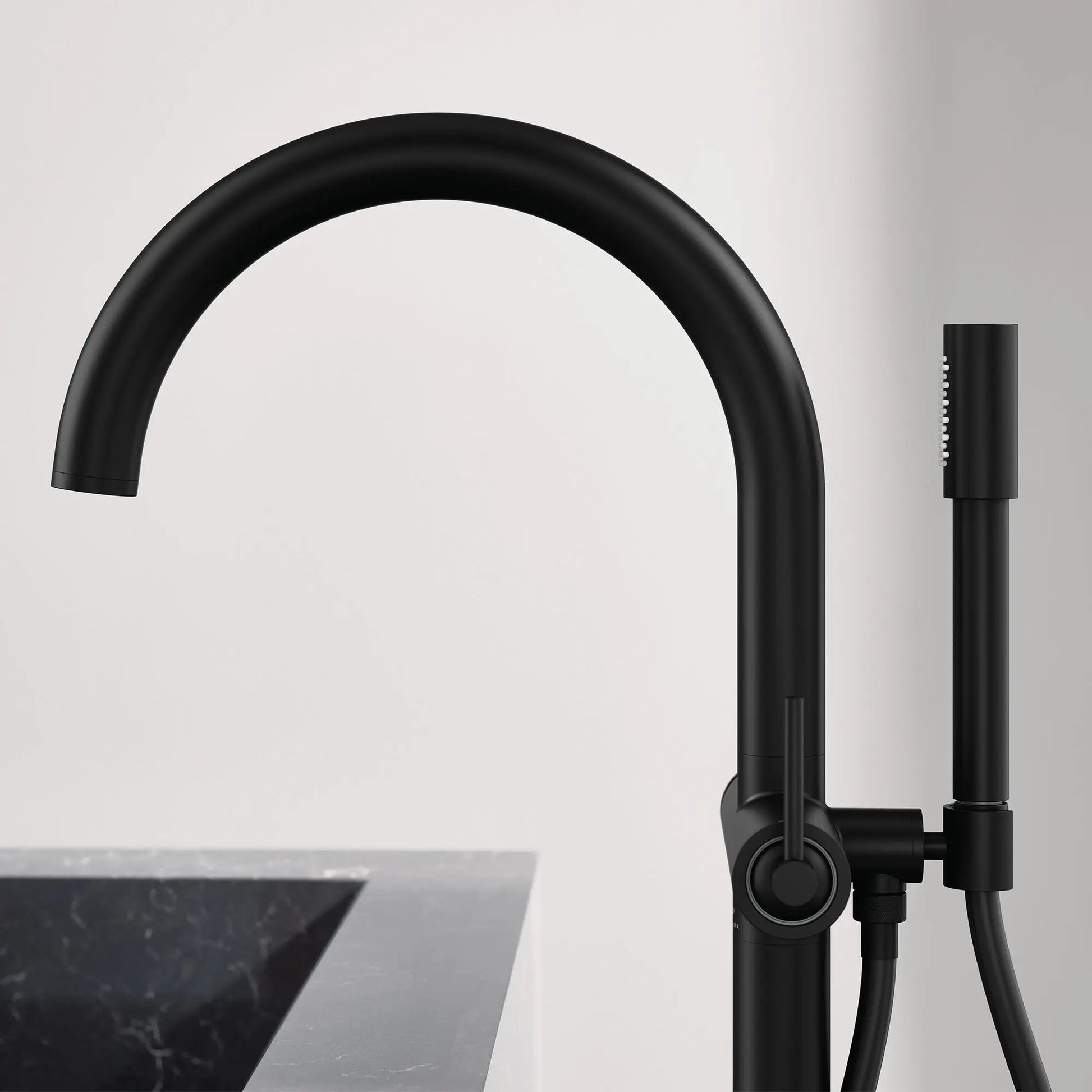 Grohe Atrio 1.75 GPM Single-Handle Freestanding Matte Black Tub Faucet With Hand Shower