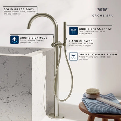 Grohe Atrio 1.75 GPM Single-Handle Freestanding Hard Graphite Tub Faucet With Hand Shower
