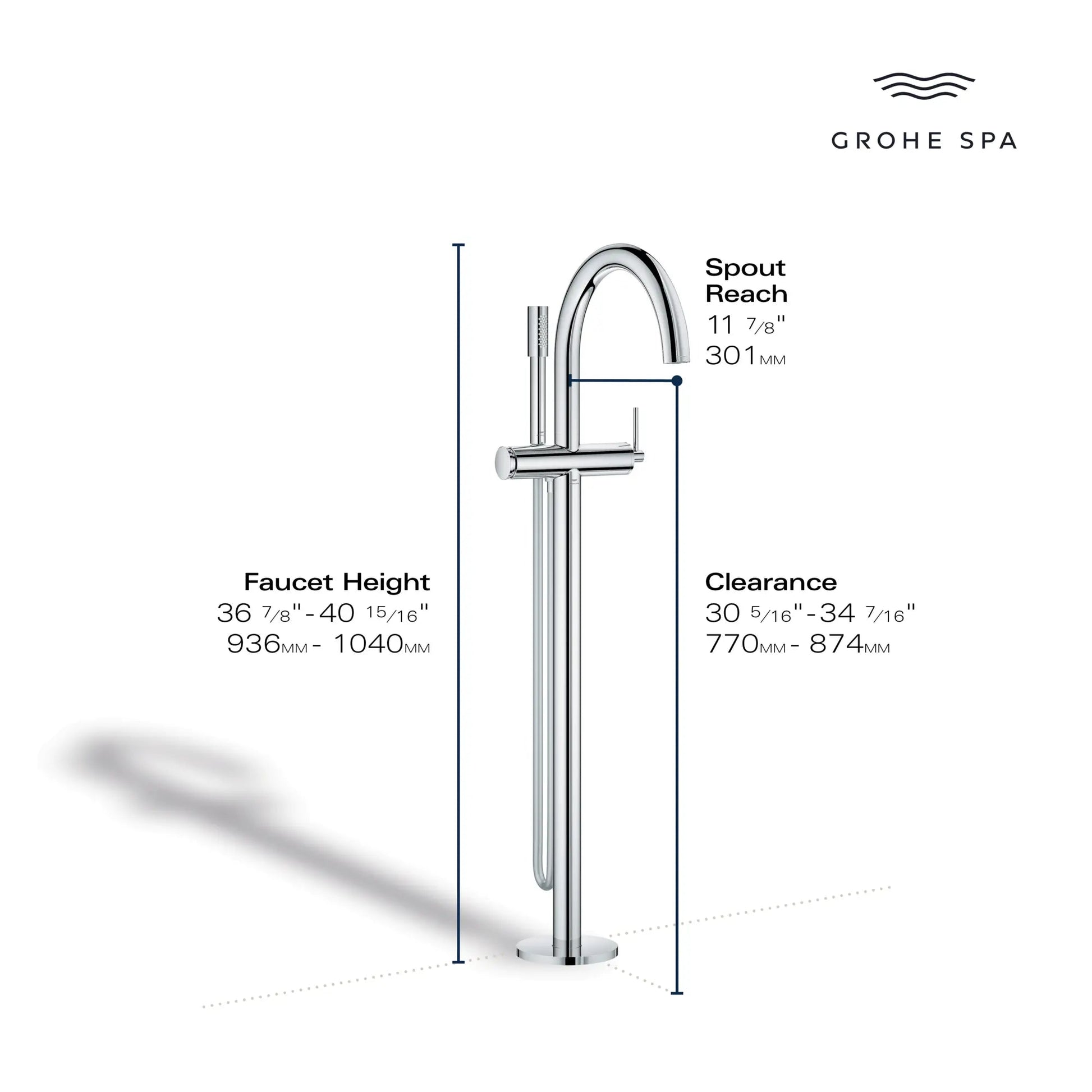 Grohe Atrio 1.75 GPM Single-Handle Freestanding StarLight Chrome Tub Faucet With Hand Shower
