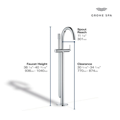 Grohe Atrio 1.75 GPM Single-Handle Freestanding StarLight Chrome Tub Faucet With Hand Shower