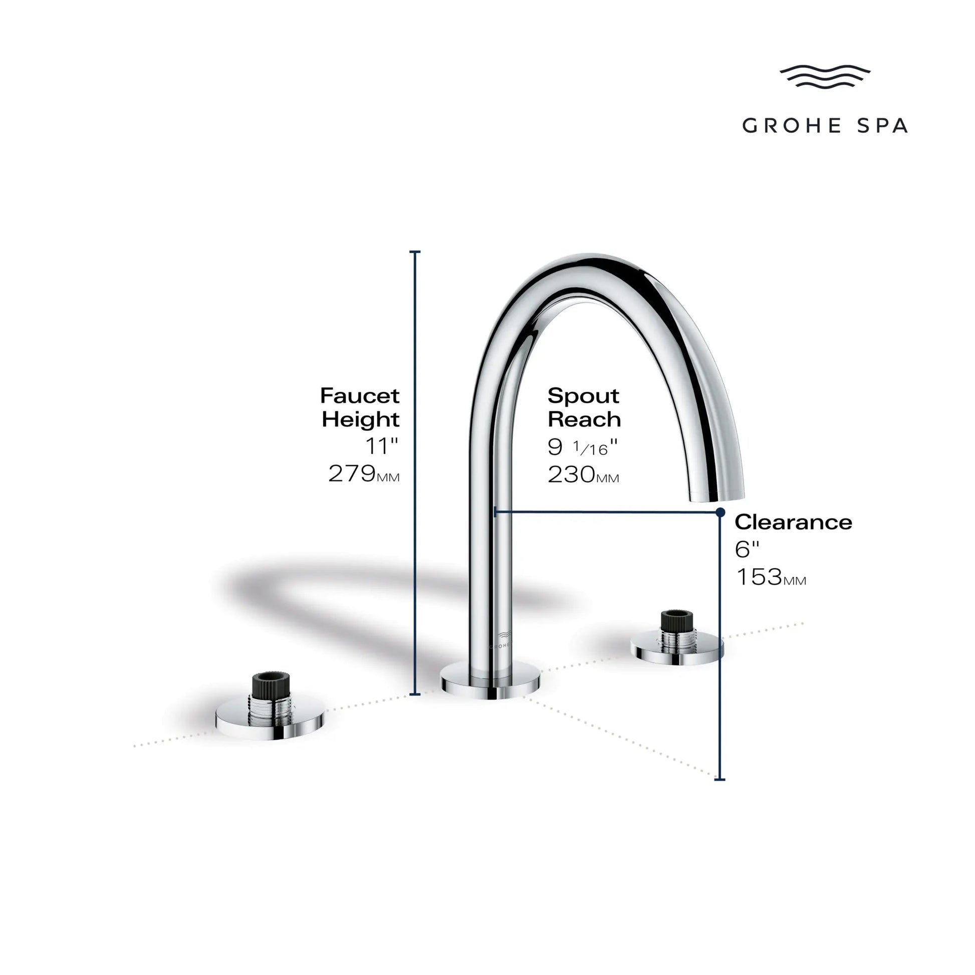 Grohe Atrio 3-Hole 2-Handle Hard Graphite Deck Mount Roman Tub Faucet Without Handles
