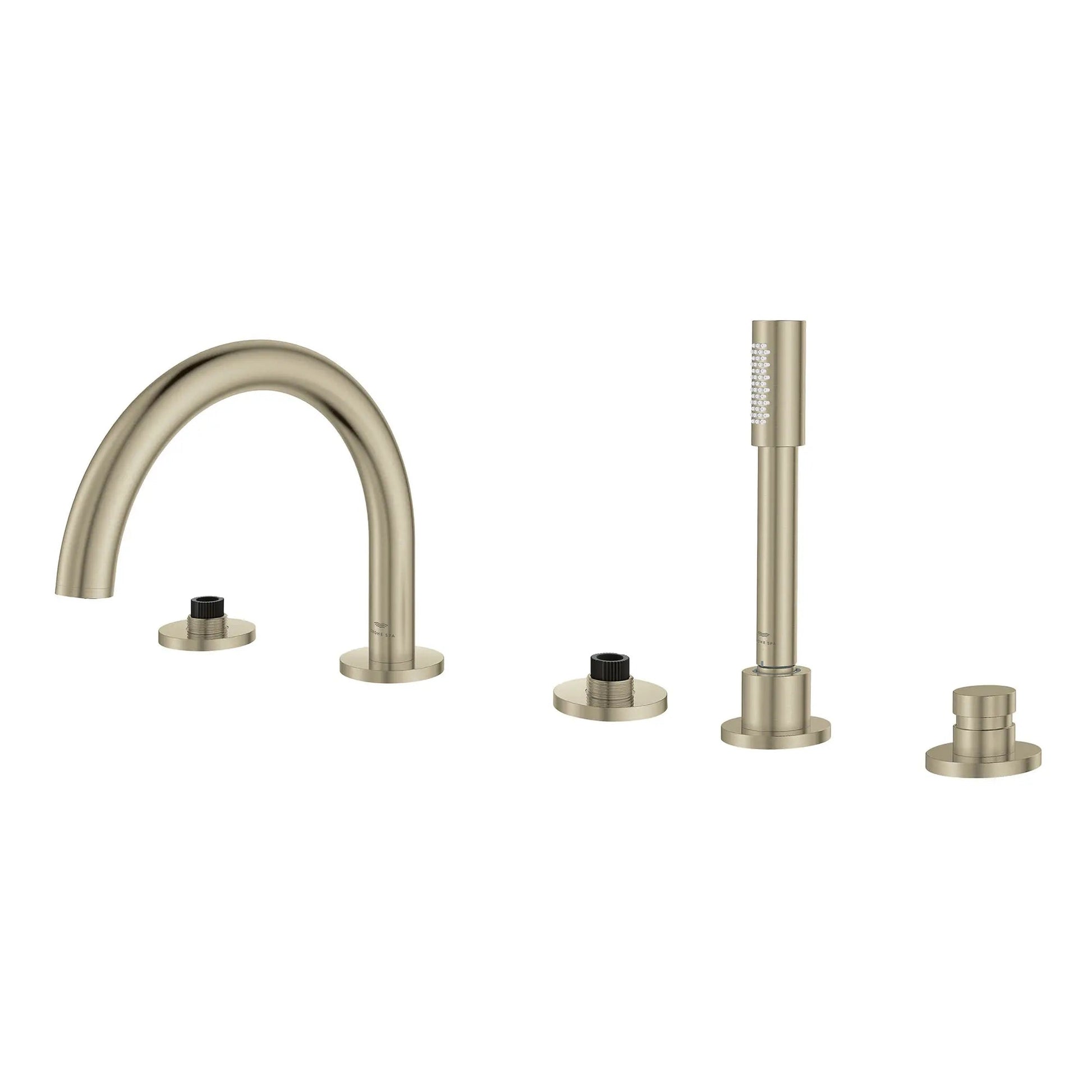 Grohe Atrio 5-Hole 2-Handle Brushed Nickel Infinity Deck Mount Roman Tub Faucet Without Handles With 1.75 GPM Hand Shower