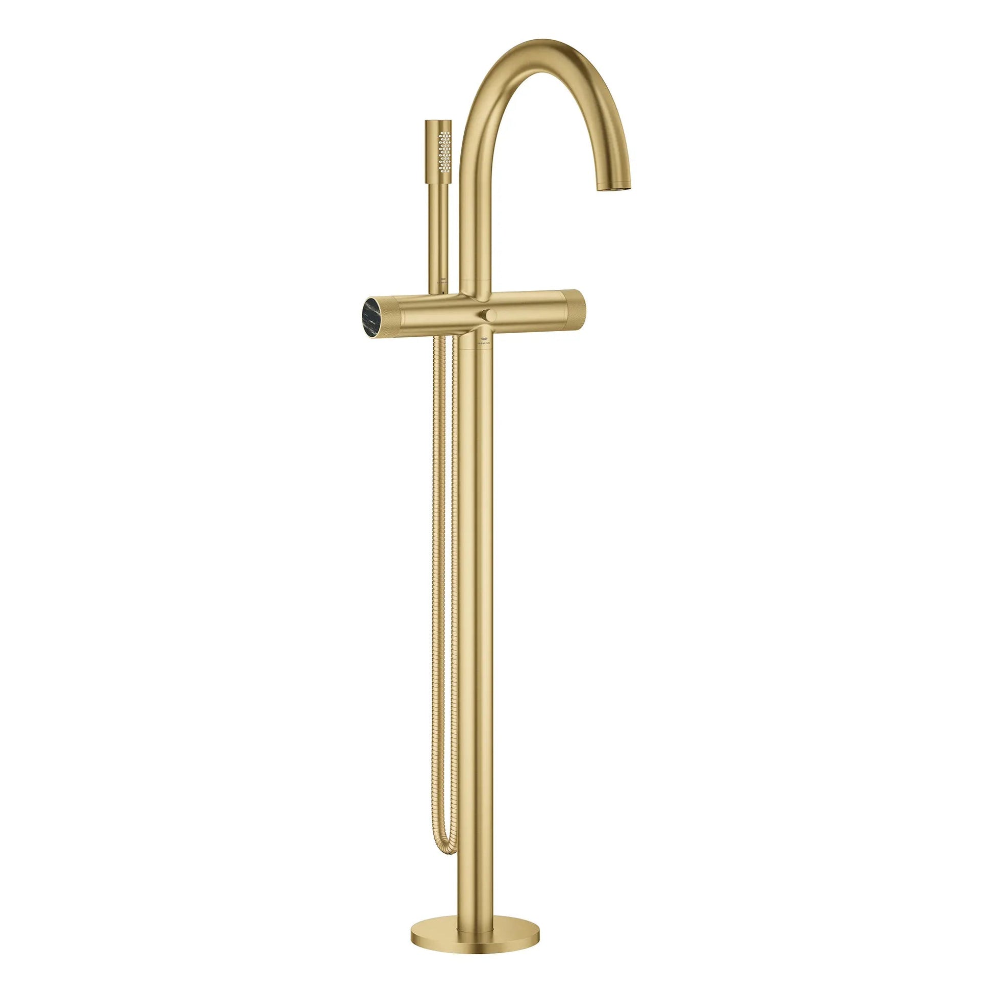 Grohe Atrio Private Collection 2-Handle Freestanding Brushed Cool Sunrise Tub Filler With Knob Handles and 1.75 GPM Hand Shower
