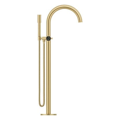 Grohe Atrio Private Collection 2-Handle Freestanding Brushed Cool Sunrise Tub Filler With Knob Handles and 1.75 GPM Hand Shower