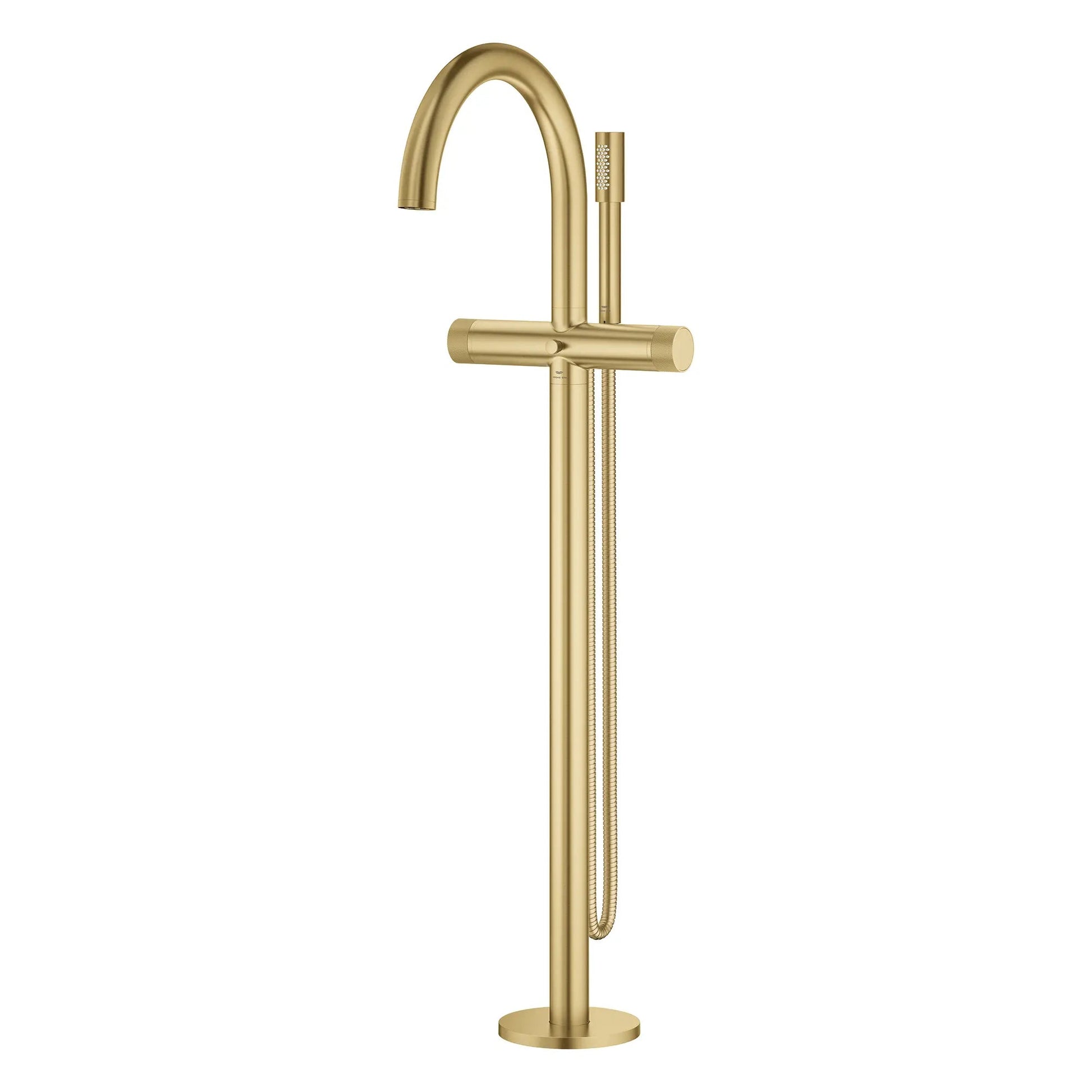 Grohe Atrio Private Collection 2-Handle Freestanding Brushed Cool Sunrise Tub Filler With Knob Handles and 1.75 GPM Hand Shower
