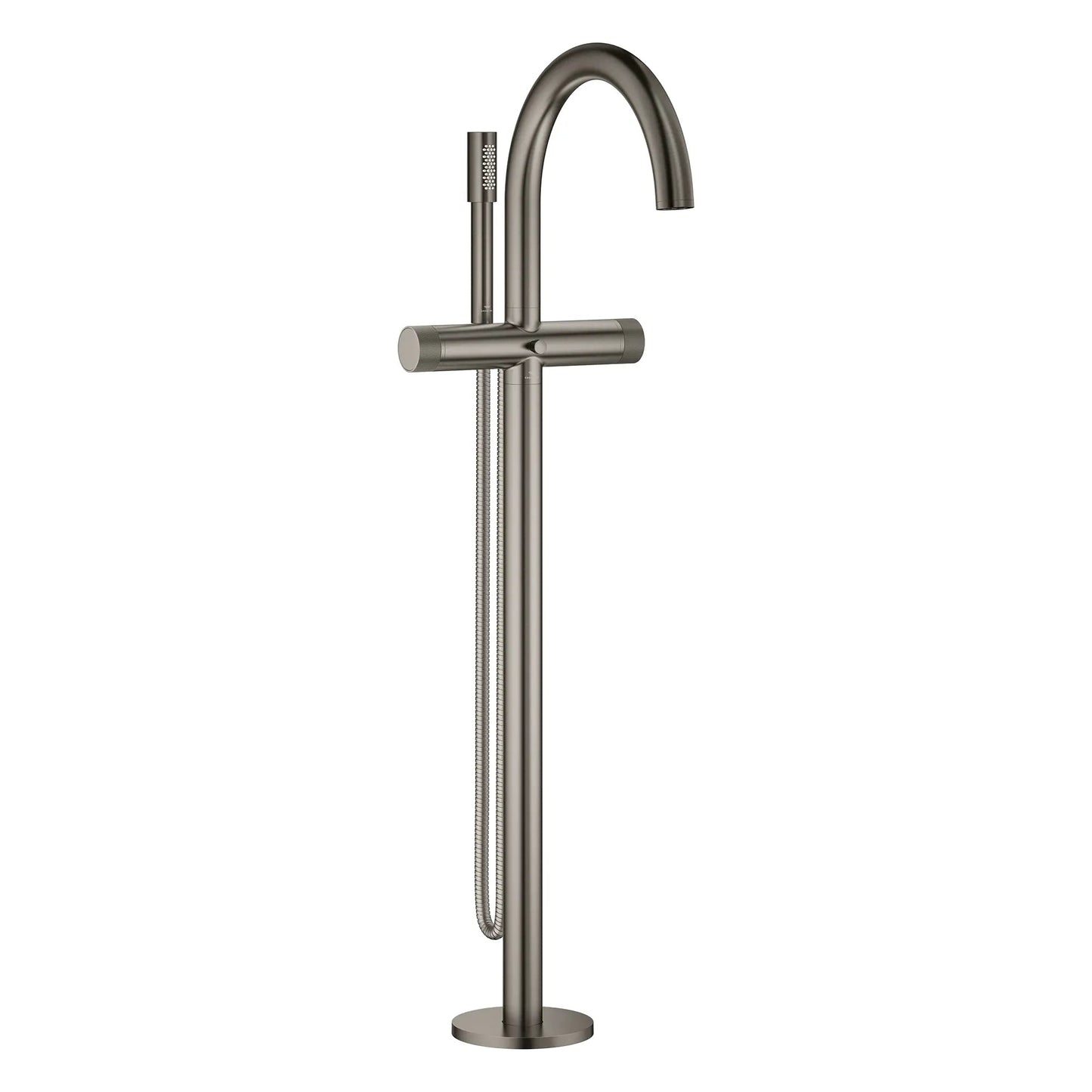 Grohe Atrio Private Collection 2-Handle Freestanding Brushed Hard Graphite Tub Filler With Knob Handles and 1.75 GPM Hand Shower