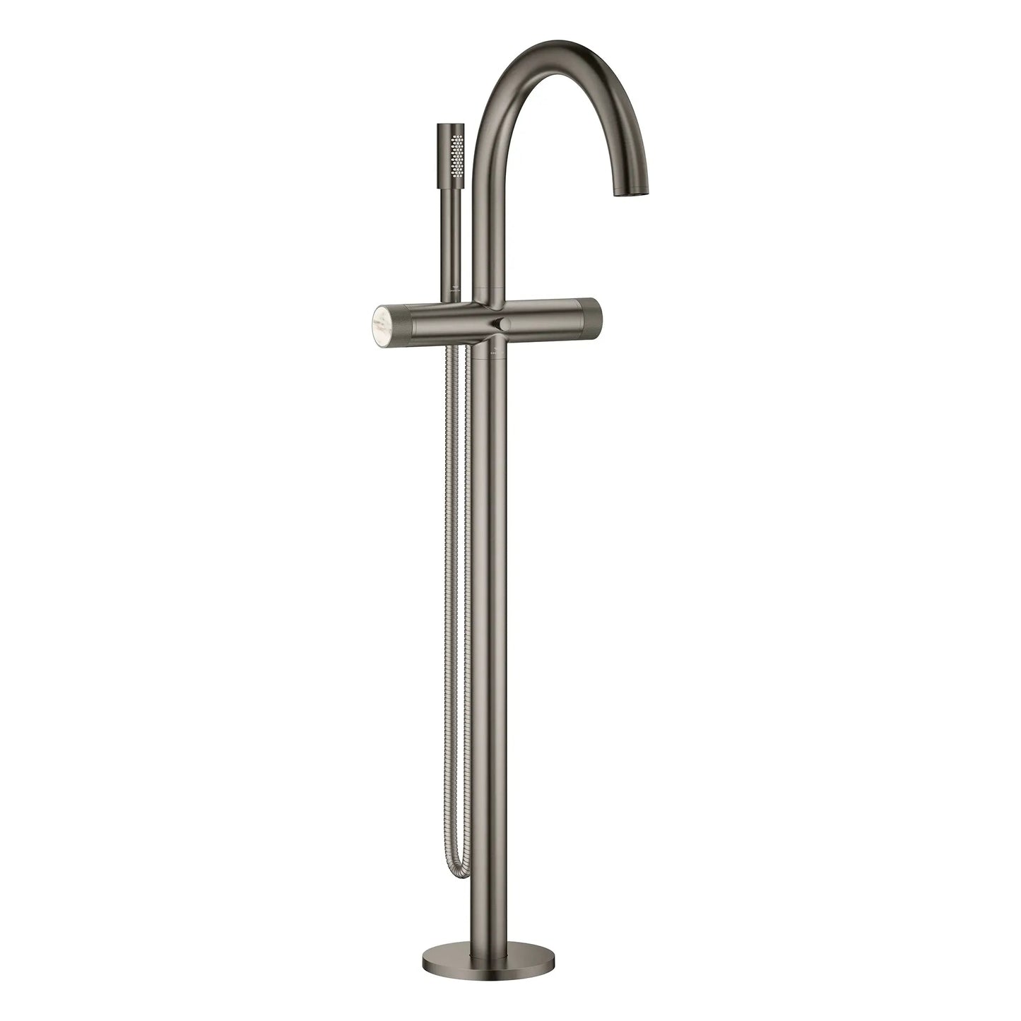 Grohe Atrio Private Collection 2-Handle Freestanding Brushed Hard Graphite Tub Filler With Knob Handles and 1.75 GPM Hand Shower