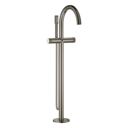 Grohe Atrio Private Collection 2-Handle Freestanding Brushed Hard Graphite Tub Filler With Knob Handles and 1.75 GPM Hand Shower