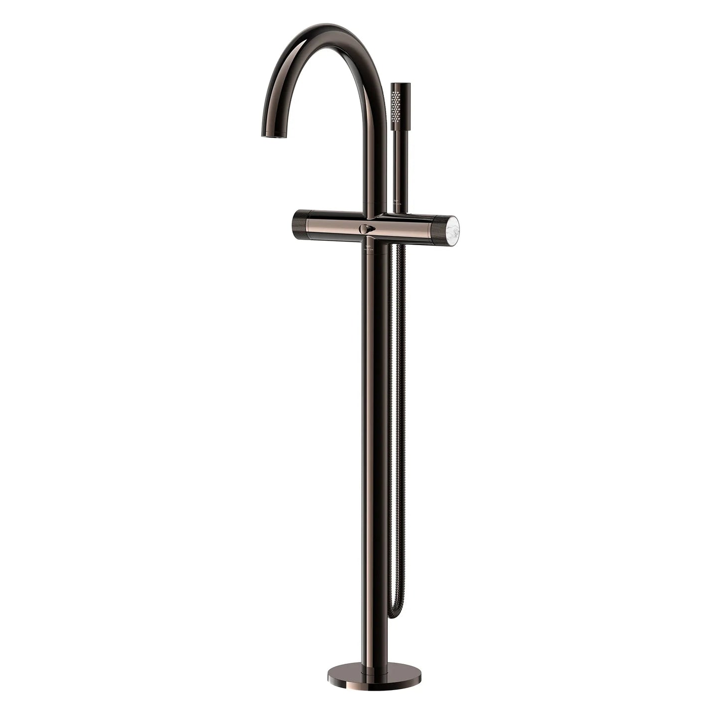Grohe Atrio Private Collection 2-Handle Freestanding Hard Graphite Tub Filler With Knob Handles and 1.75 GPM Hand Shower