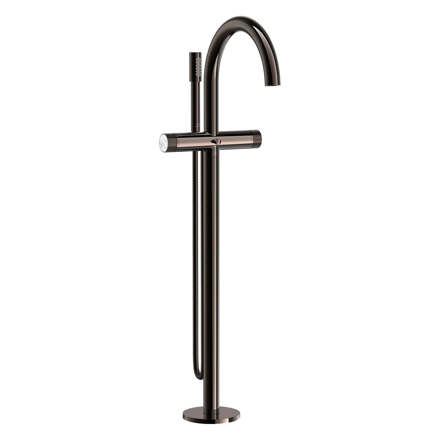 Grohe Atrio Private Collection 2-Handle Freestanding Hard Graphite Tub Filler With Knob Handles and 1.75 GPM Hand Shower
