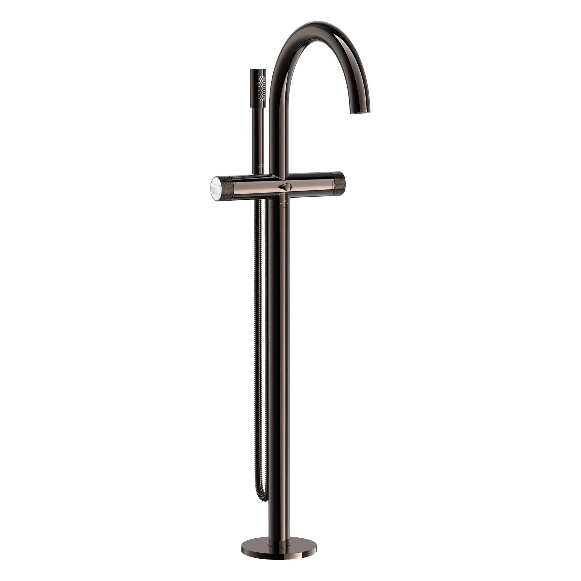 Grohe Atrio Private Collection 2-Handle Freestanding Hard Graphite Tub Filler With Knob Handles and 1.75 GPM Hand Shower