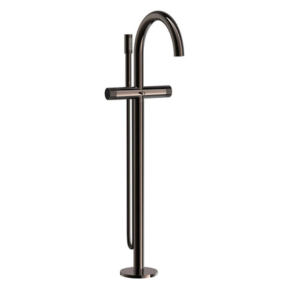 Grohe Atrio Private Collection 2-Handle Freestanding Hard Graphite Tub Filler With Knob Handles and 1.75 GPM Hand Shower