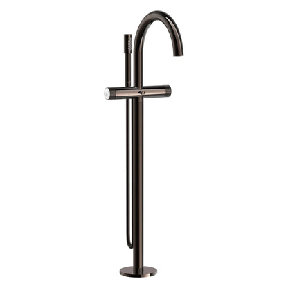 Grohe Atrio Private Collection 2-Handle Freestanding Hard Graphite Tub Filler With Knob Handles and 1.75 GPM Hand Shower
