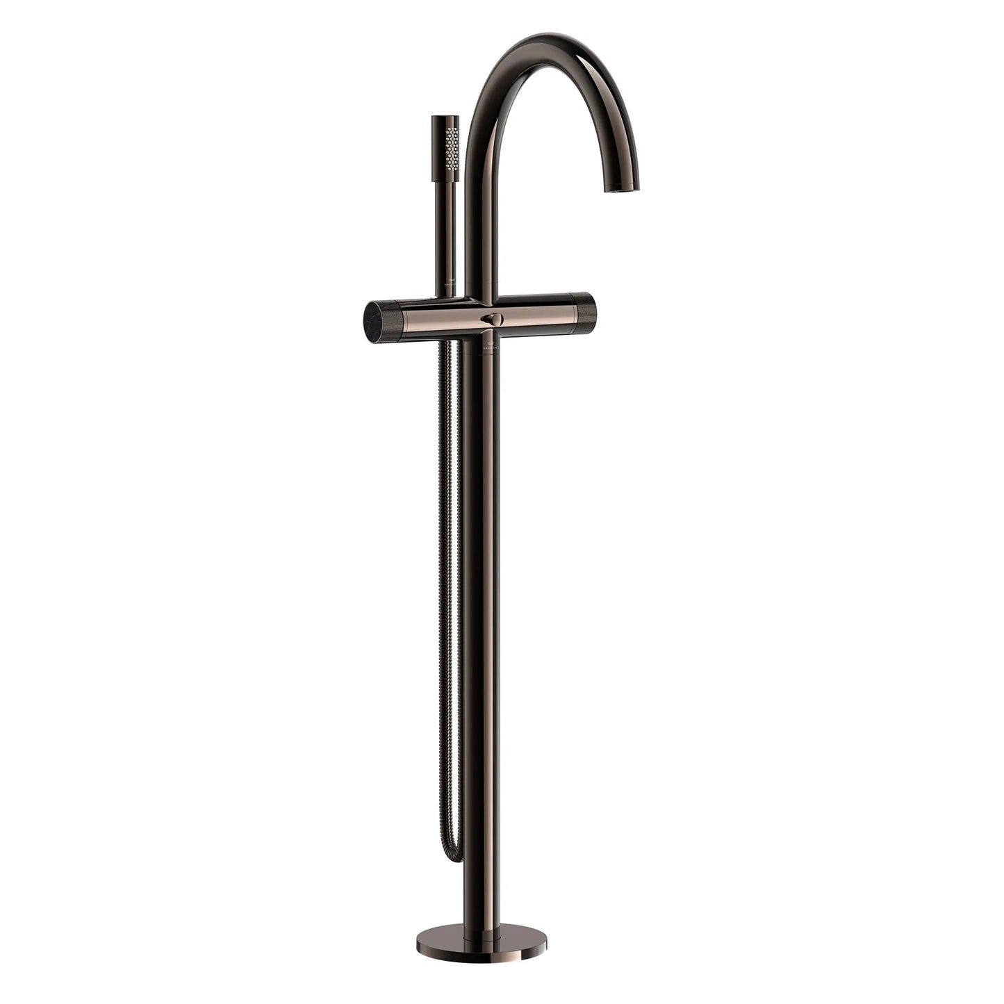 Grohe Atrio Private Collection 2-Handle Freestanding Hard Graphite Tub Filler With Knob Handles and 1.75 GPM Hand Shower