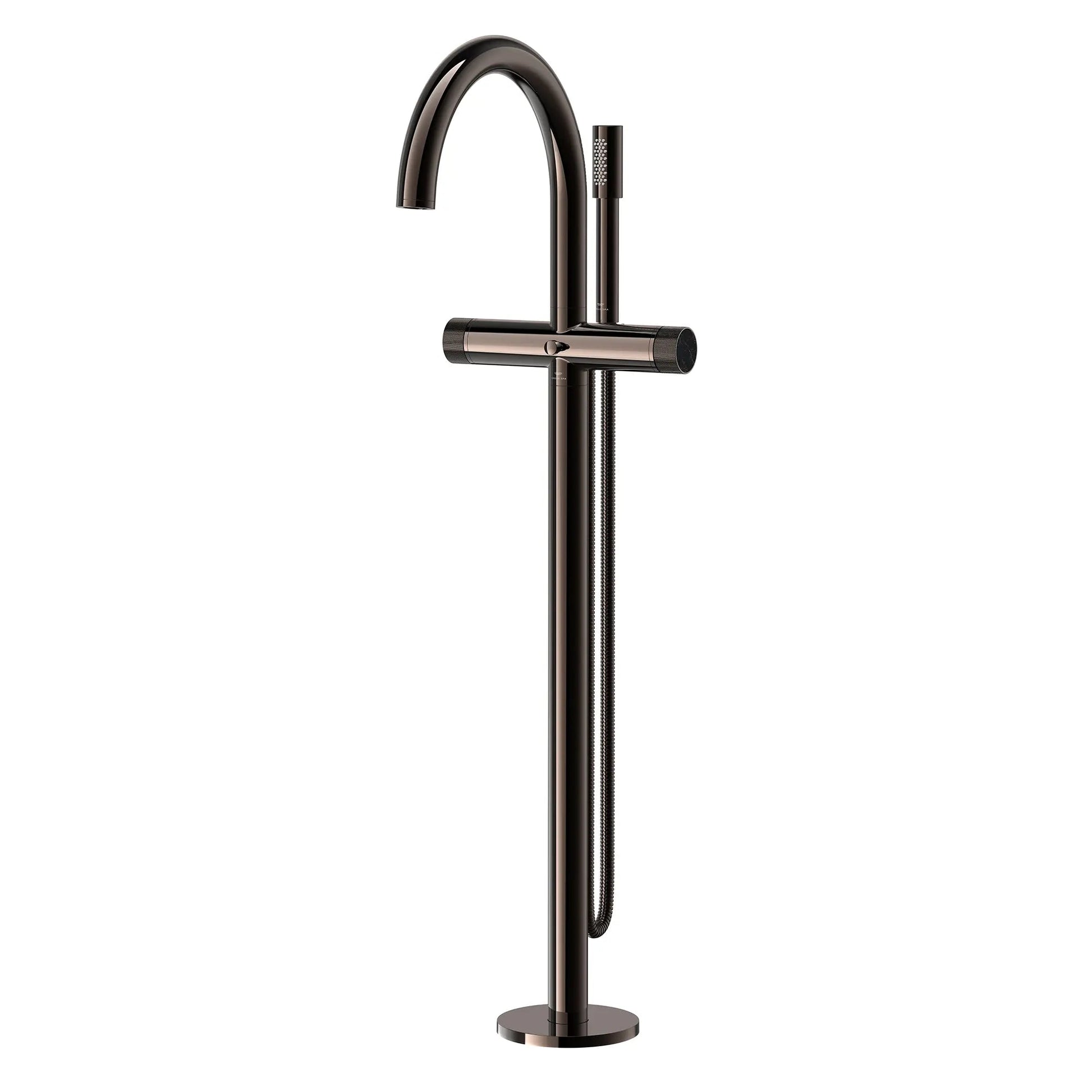 Grohe Atrio Private Collection 2-Handle Freestanding Hard Graphite Tub Filler With Knob Handles and 1.75 GPM Hand Shower