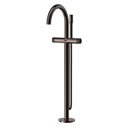 Grohe Atrio Private Collection 2-Handle Freestanding Hard Graphite Tub Filler With Knob Handles and 1.75 GPM Hand Shower