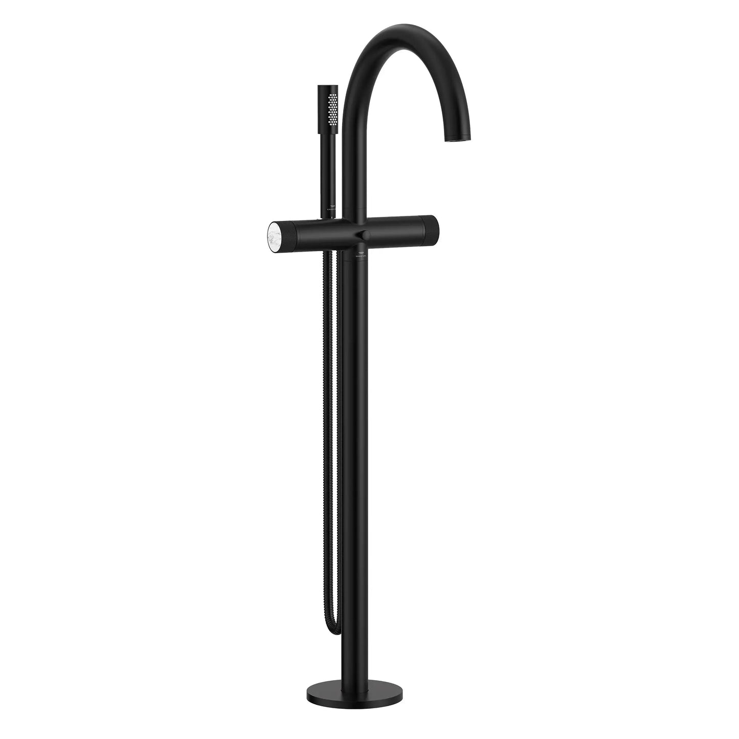 Grohe Atrio Private Collection 2-Handle Freestanding Matte Black Tub Filler With Knob Handles and 1.75 GPM Hand Shower