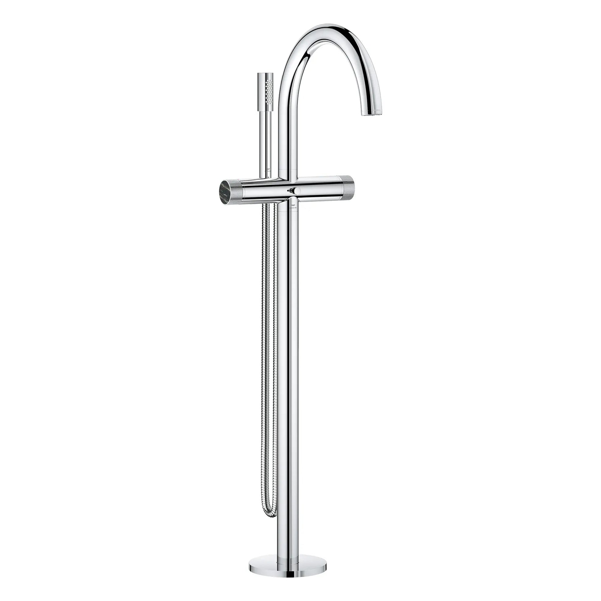 Grohe Atrio Private Collection 2-Handle Freestanding StarLight Chrome Tub Filler With Knob Handles and 1.75 GPM Hand Shower