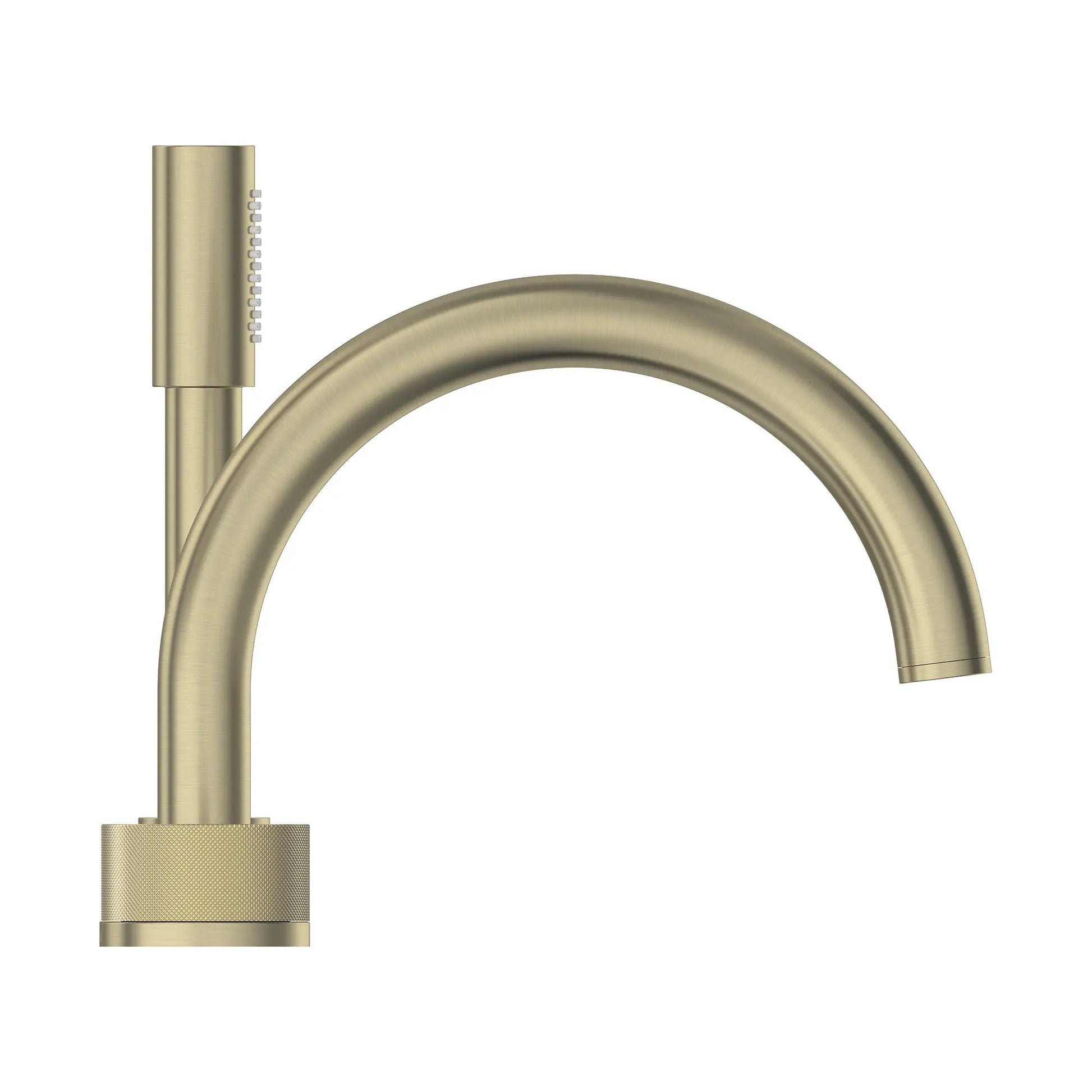 Grohe Atrio Private Collection 5-Hole 2-Handle Deckmount Brushed Nickel Infinity Tub Filler With Knob Handles With 1.75 GPM Hand Shower
