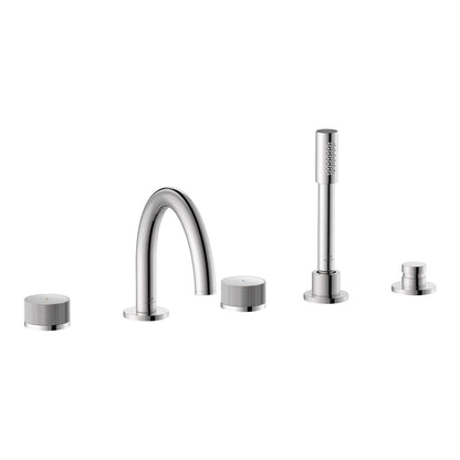 Grohe Atrio Private Collection 5-Hole 2-Handle Deckmount StarLight Chrome Tub Filler With Knob Handles With 1.75 GPM Hand Shower