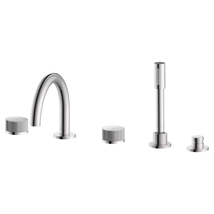 Grohe Atrio Private Collection 5-Hole 2-Handle Deckmount StarLight Chrome Tub Filler With Knob Handles With 1.75 GPM Hand Shower