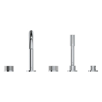 Grohe Atrio Private Collection 5-Hole 2-Handle Deckmount StarLight Chrome Tub Filler With Knob Handles With 1.75 GPM Hand Shower