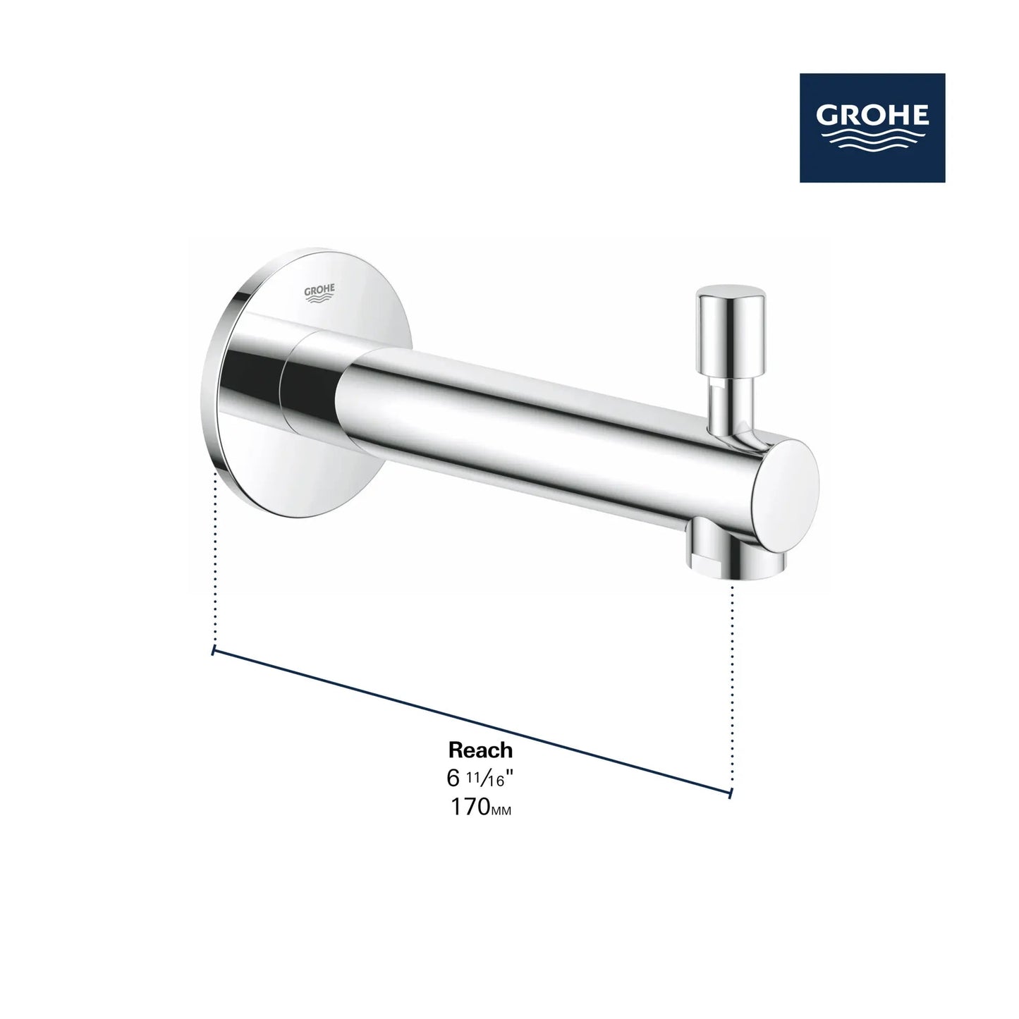 Grohe Concetto™ StarLight Chrome Wall Mount Diverter Tub Spout