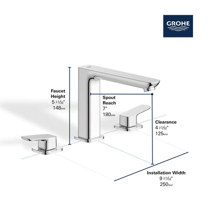 Grohe Cubeo 8" Two-Handle 1.2 GPM Star Light Chrome Widespread Faucet