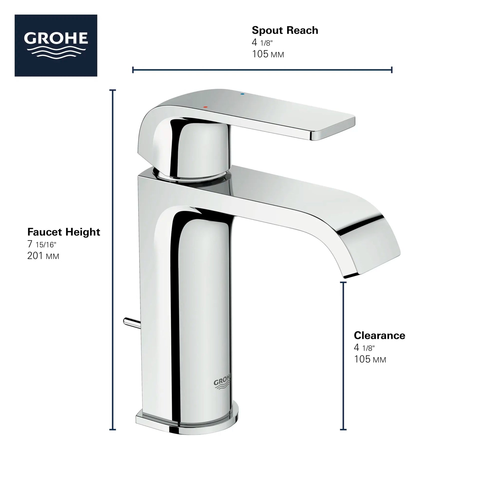 Grohe Defined 1.2 GPM Single Handle StarLight Chrome Faucet