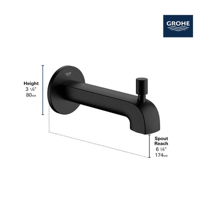 Grohe Defined Brass Construction Matte Black Diverter Tub Spout