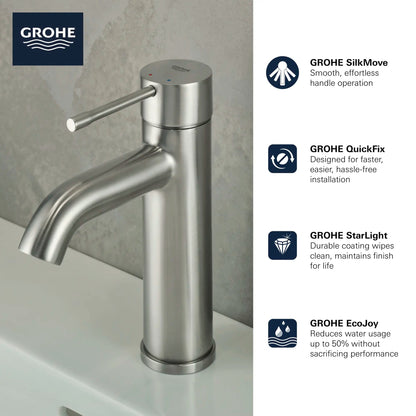 Grohe Essence 23592ENA 1.2 GPM Single Handle Brushed Nickel Infinity Finish Faucet