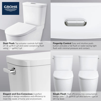 Grohe Essence Two-Piece Left-Hand Trip Lever Right Height Elongated Alpine White Toilet With Seat