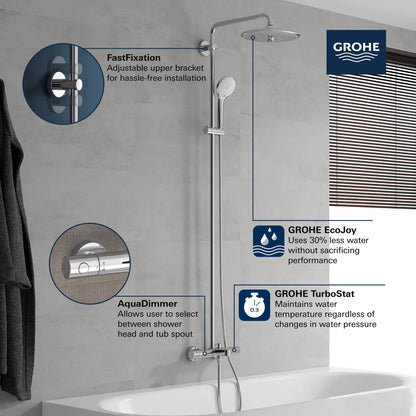 Grohe Euphoria 1.75 GPM 260 Thermostatic StarLight Chrome Shower System With Tub Spout