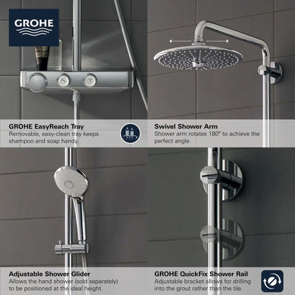 Grohe Euphoria® SmartControl StarLight Chrome Thermostatic Shower System