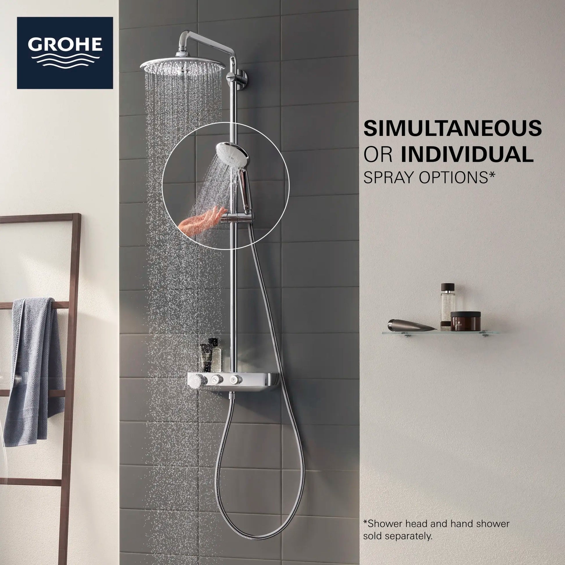Grohe Euphoria® SmartControl StarLight Chrome Thermostatic Shower System
