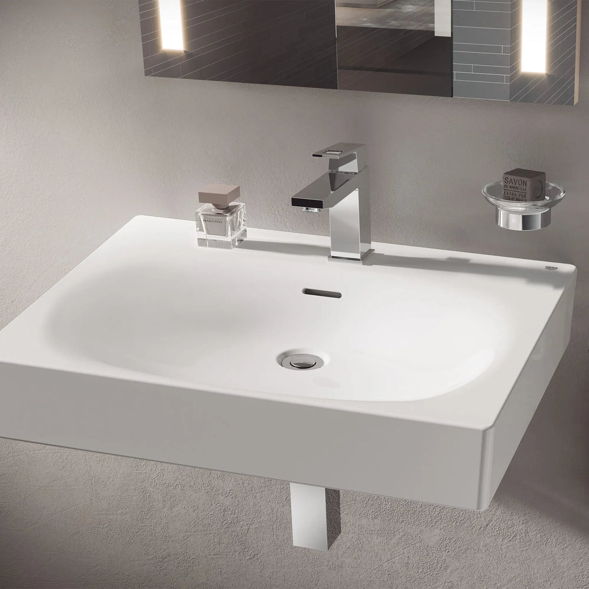 Grohe Eurocube® 24" 1-Hole Wall Mount Alpine White Bathroom Sink
