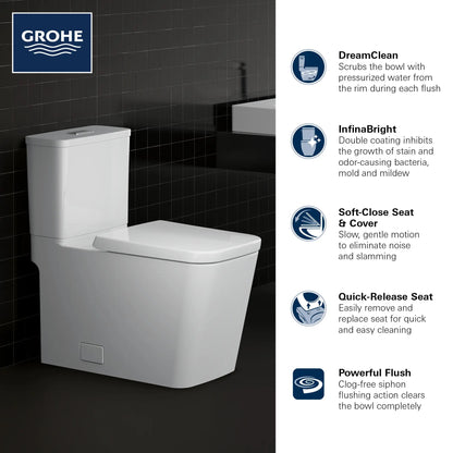 Grohe Eurocube Two-Piece Dual Flush Right Height Elongated Alpine White Toilet With Seat