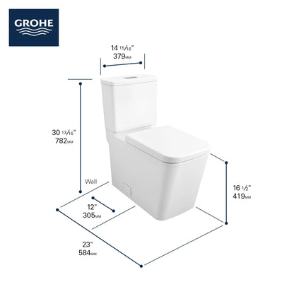 Grohe Eurocube Two-Piece Dual Flush Right Height Elongated Alpine White Toilet With Seat