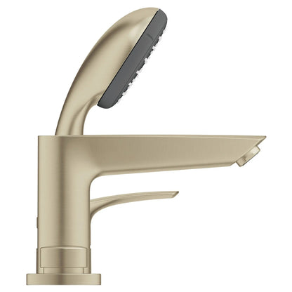Grohe Eurosmart 4-Hole Single Handle Deck Mount Brushed Nickel Infinity Roman Tub Faucet With 1.75 GPM Hand Shower