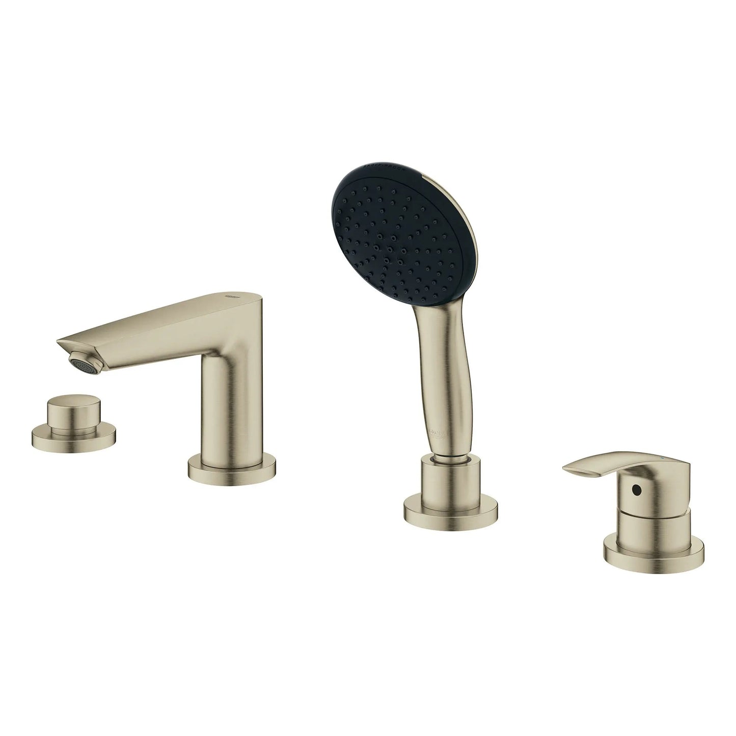 Grohe Eurosmart 4-Hole Single Handle Deck Mount Roman Brushed Nickel Infinity Tub Faucet With 1.5 GPM Hand Shower